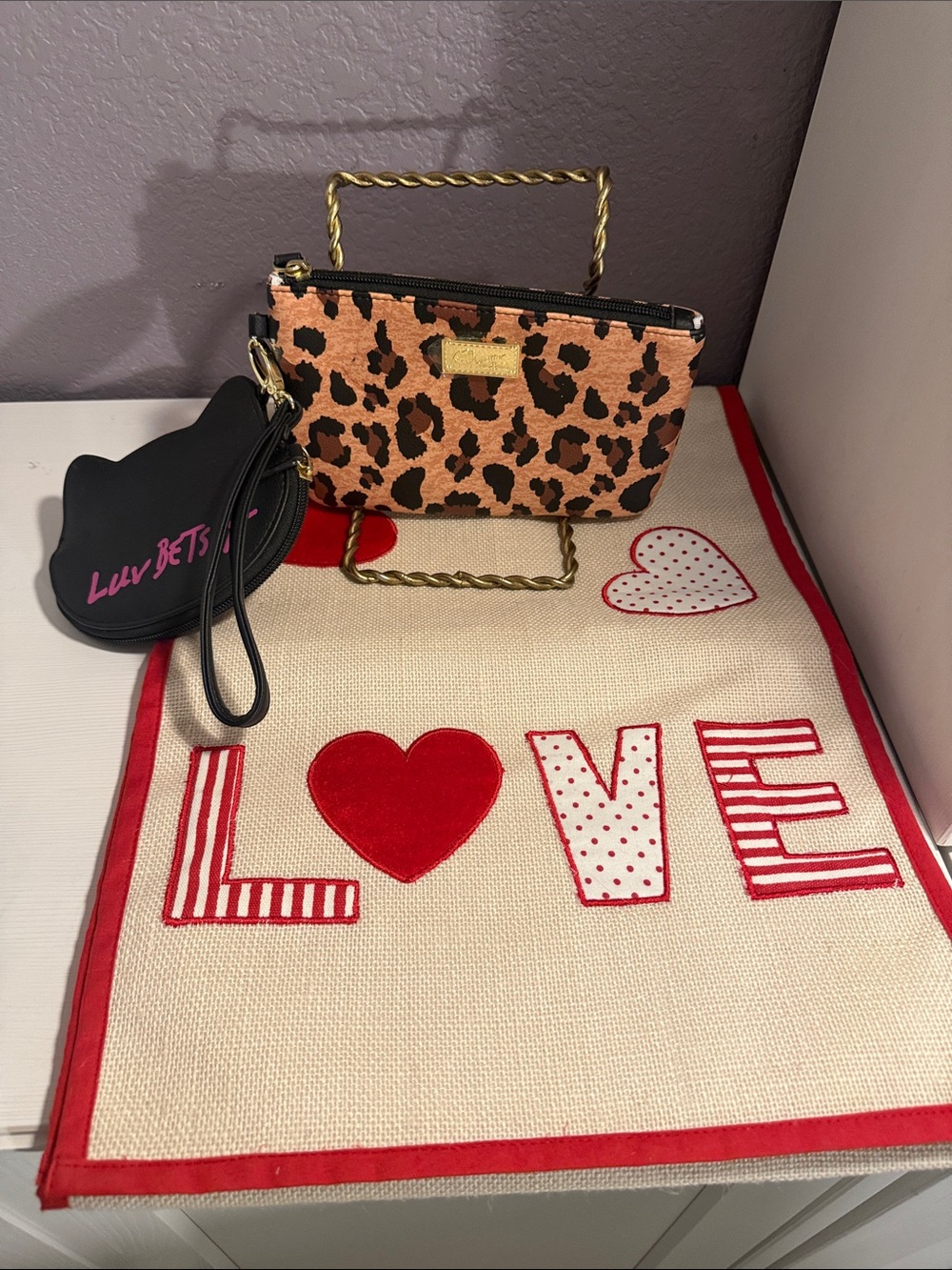 Betsey Johnson Leopard Print Wristlet Clutch - Tan & Black